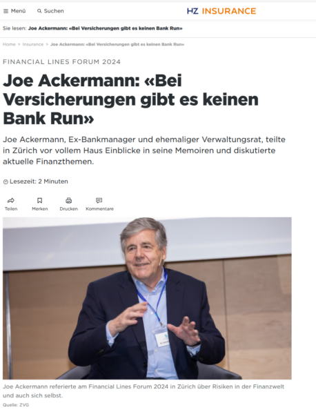 Dr. Josef Ackermann, Financial Lines Forum 2024